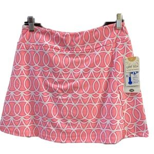 NWT Lulu B Skort XS Two Zip Pockets Pink And White UPF 50 Neon Pink